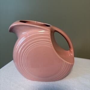Fiesta Fiestaware Rose Pink Large Disc Water Pitcher Jug 7" Tall Pics Of Flaws